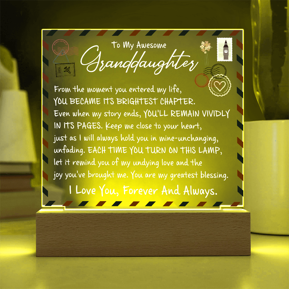 To My Granddaughter -  I Love you forever and Always - Acrylic Square Plaque Gift