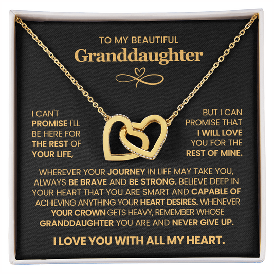 To My Granddaughter - Interlocking Hearts Necklace Gift Set with Message Card