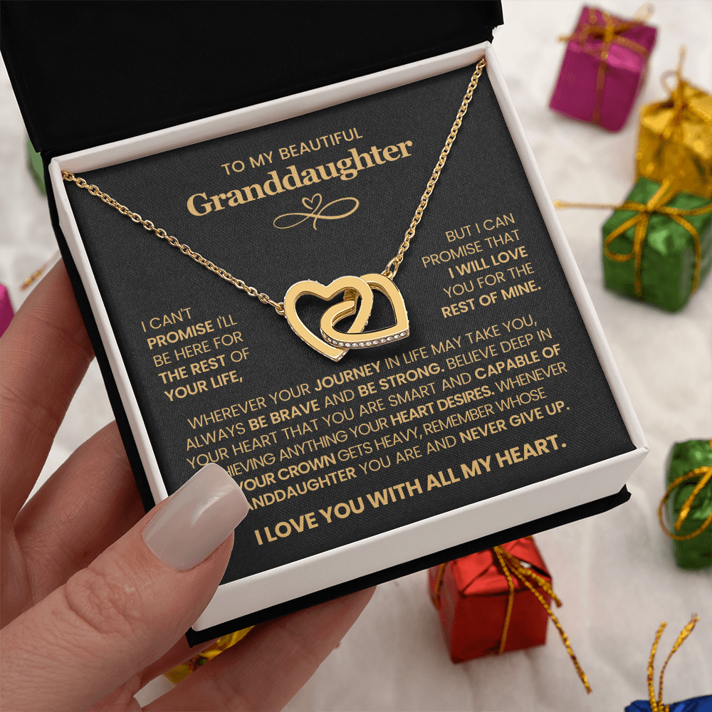 To My Granddaughter - Interlocking Hearts Necklace Gift Set with Message Card
