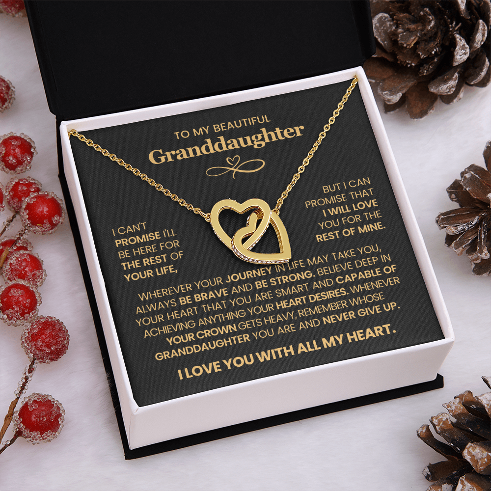 To My Granddaughter - Interlocking Hearts Necklace Gift Set with Message Card