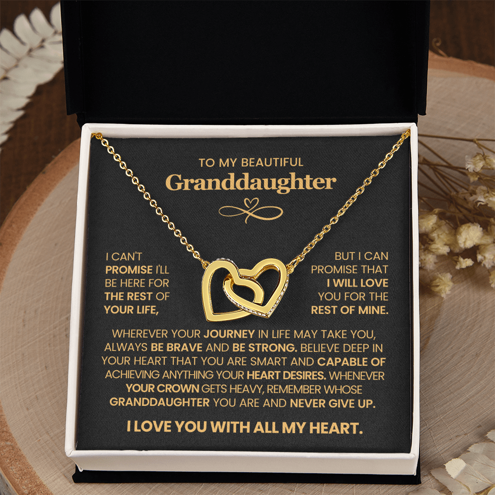 To My Granddaughter - Interlocking Hearts Necklace Gift Set with Message Card