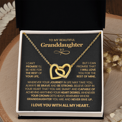 To My Granddaughter - Interlocking Hearts Necklace Gift Set with Message Card