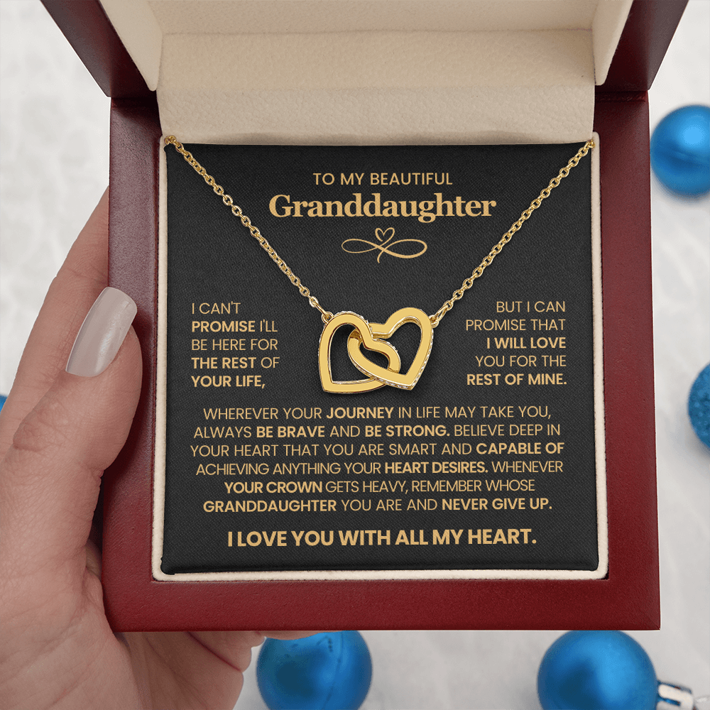 To My Granddaughter - Interlocking Hearts Necklace Gift Set with Message Card