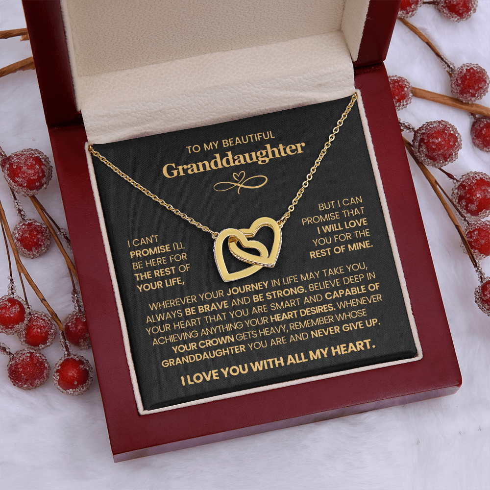 To My Granddaughter - Interlocking Hearts Necklace Gift Set with Message Card