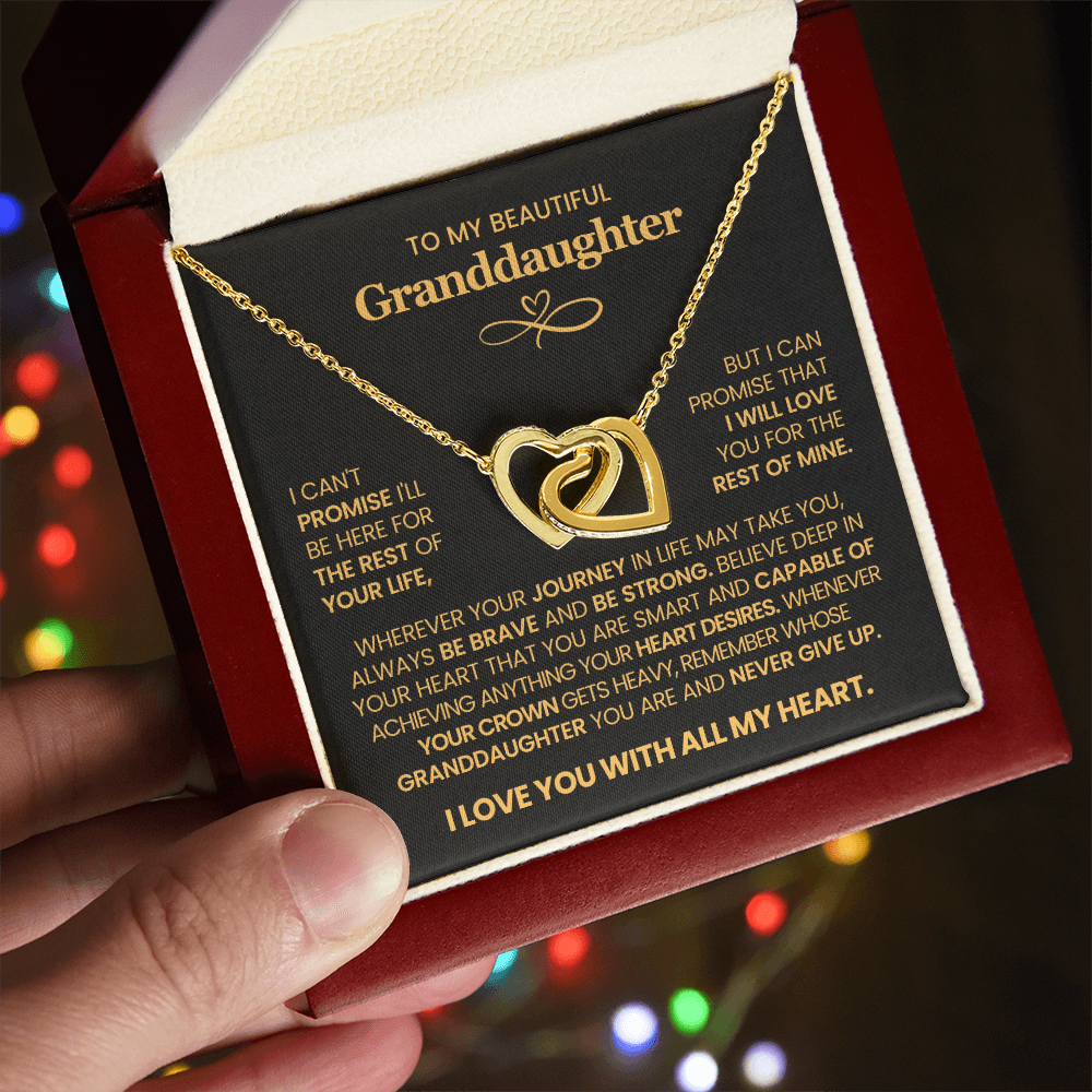 To My Granddaughter - Interlocking Hearts Necklace Gift Set with Message Card