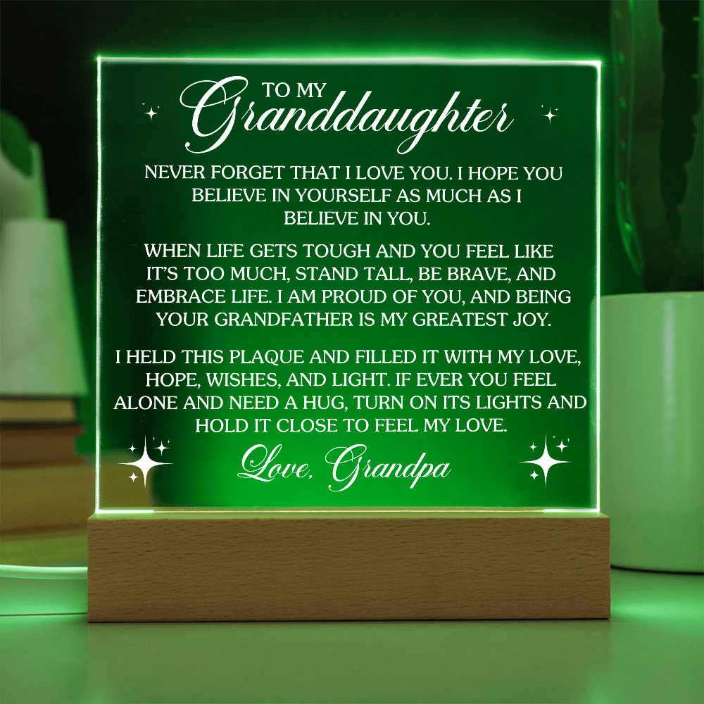 To My Granddaughter - Love Grandpa - Acrylic Square Plaque Gift