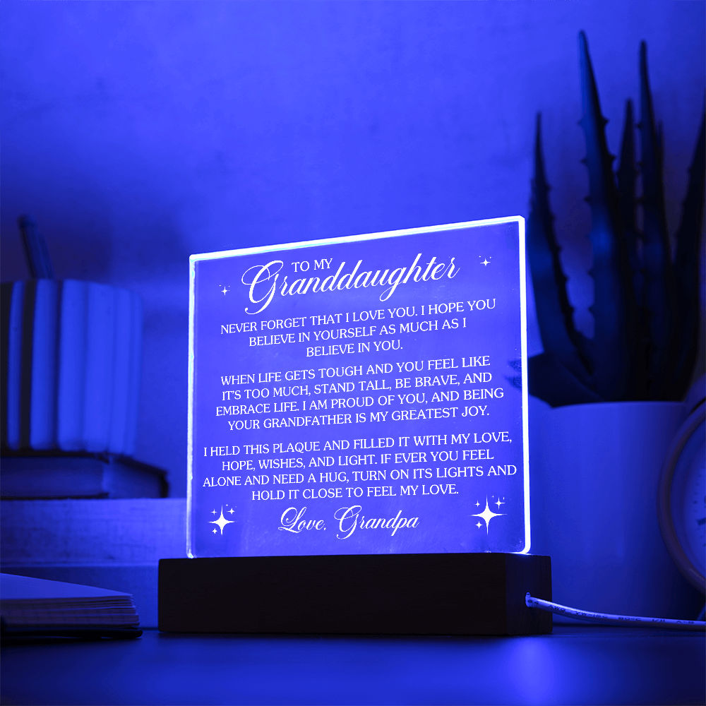 To My Granddaughter - Love Grandpa - Acrylic Square Plaque Gift