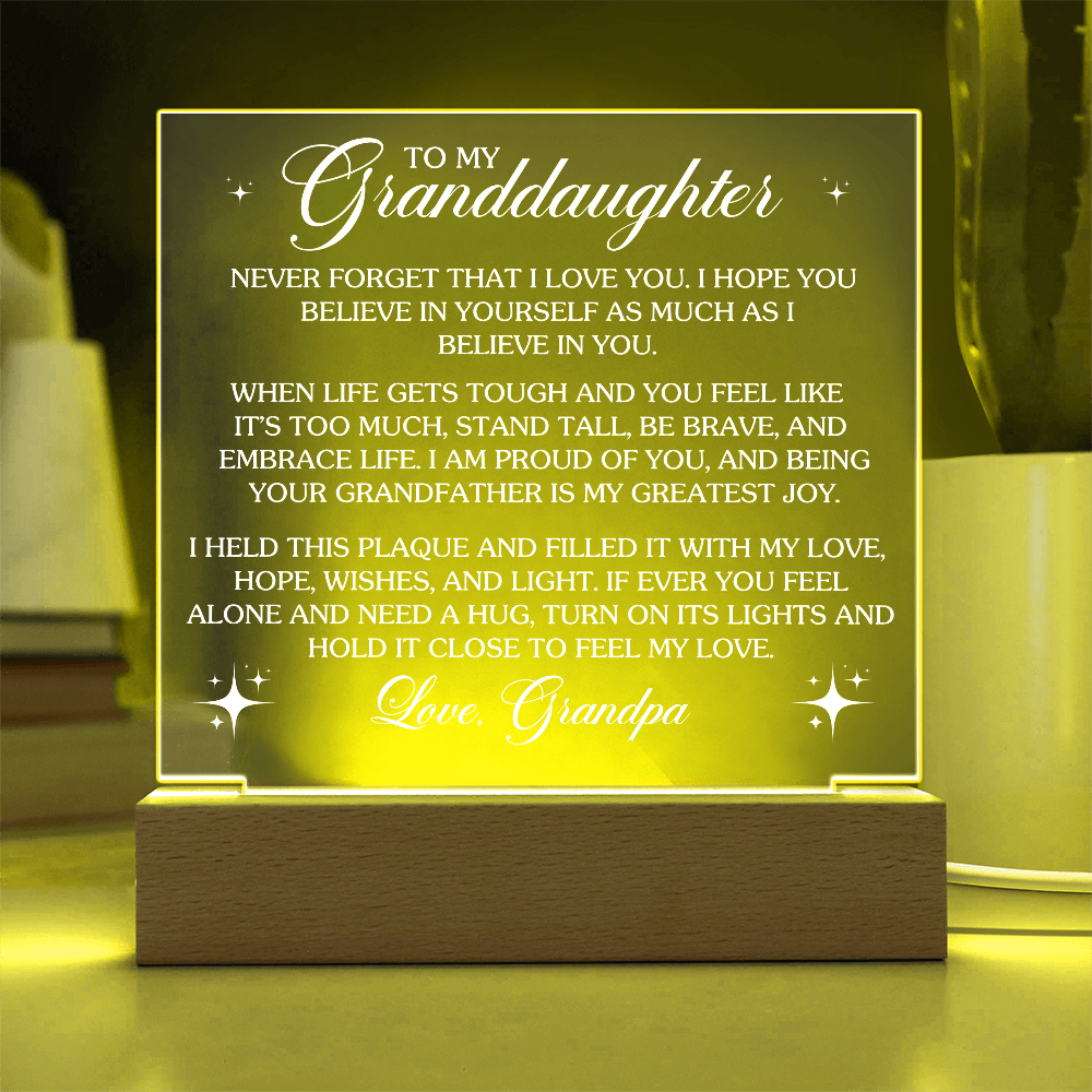 To My Granddaughter - Love Grandpa - Acrylic Square Plaque Gift