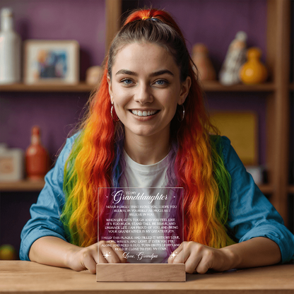 To My Granddaughter - Love Grandpa - Acrylic Square Plaque Gift