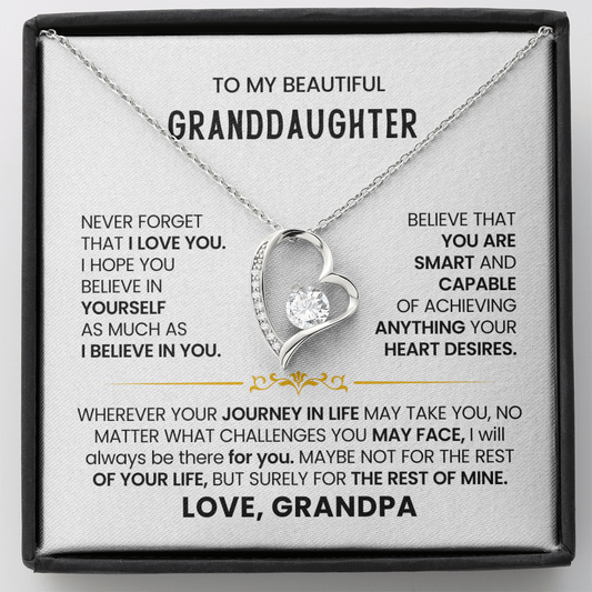 To My Granddaughter - Love Grandpa - Forever Love Necklace Gift Set