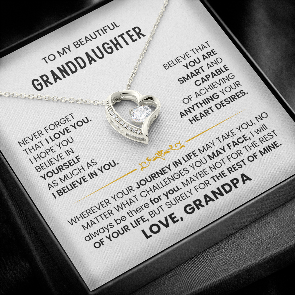 To My Granddaughter - Love Grandpa - Forever Love Necklace Gift Set