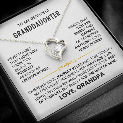 To My Granddaughter - Love Grandpa - Forever Love Necklace Gift Set
