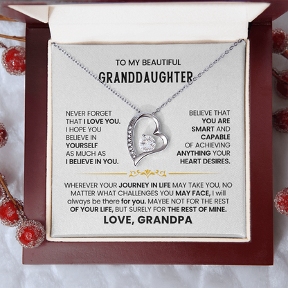 To My Granddaughter - Love Grandpa - Forever Love Necklace Gift Set