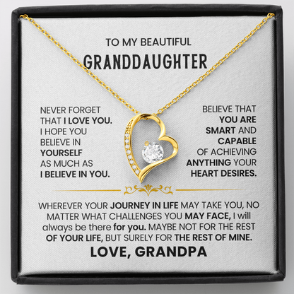To My Granddaughter - Love Grandpa - Forever Love Necklace Gift Set