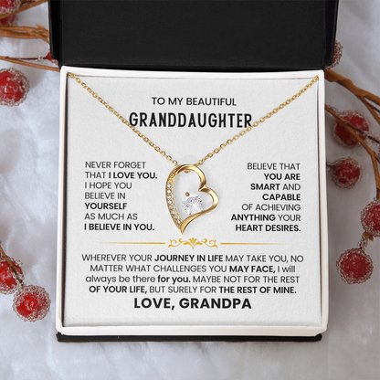 To My Granddaughter - Love Grandpa - Forever Love Necklace Gift Set