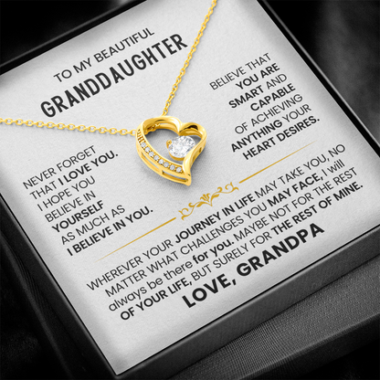 To My Granddaughter - Love Grandpa - Forever Love Necklace Gift Set