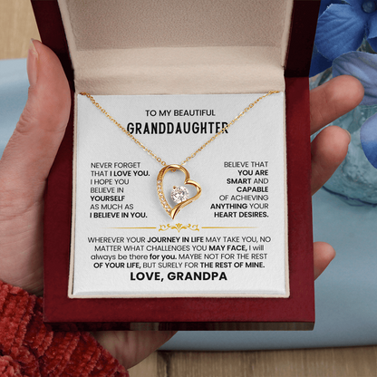 To My Granddaughter - Love Grandpa - Forever Love Necklace Gift Set
