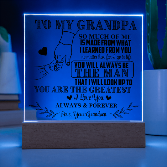 To My Grandpa From Grandson LED Acrylic Gift Set