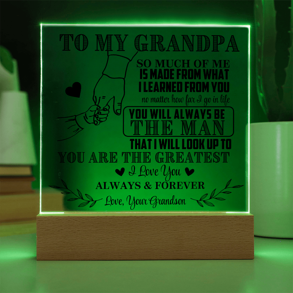 To My Grandpa From Grandson LED Acrylic Gift Set