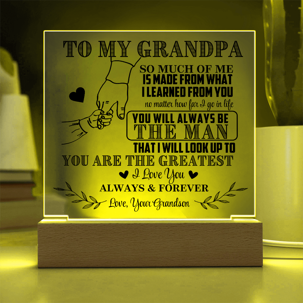 To My Grandpa From Grandson LED Acrylic Gift Set