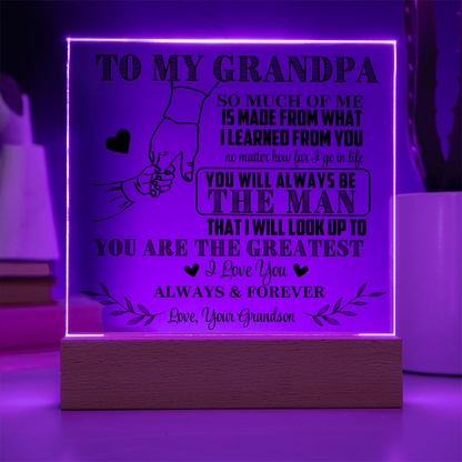 To My Grandpa From Grandson LED Acrylic Gift Set