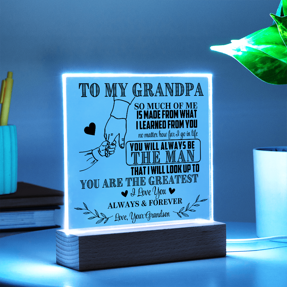 To My Grandpa From Grandson LED Acrylic Gift Set