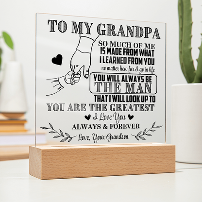 To My Grandpa From Grandson LED Acrylic Gift Set