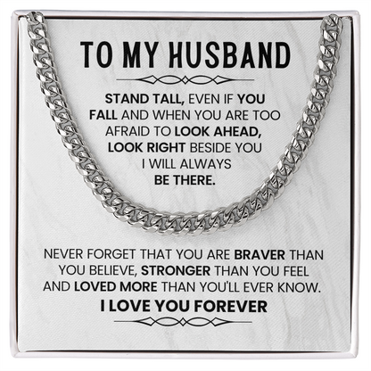 To My Husband - I Love You - Cuban Link Chain