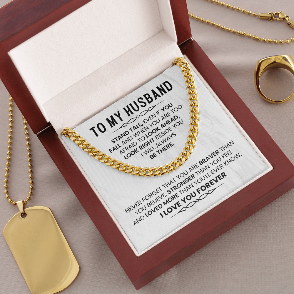 To My Husband - I Love You - Cuban Link Chain