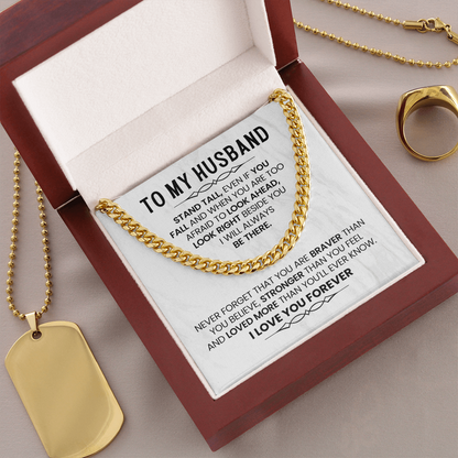 To My Husband - I Love You - Cuban Link Chain