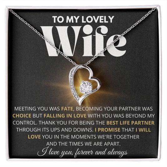To My Lovely Wife - Best Life Partner - Forever Love Necklace - Charming Family Gift