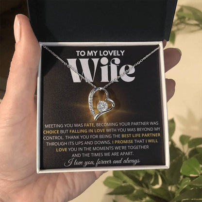 To My Lovely Wife - Best Life Partner - Forever Love Necklace - Charming Family Gift
