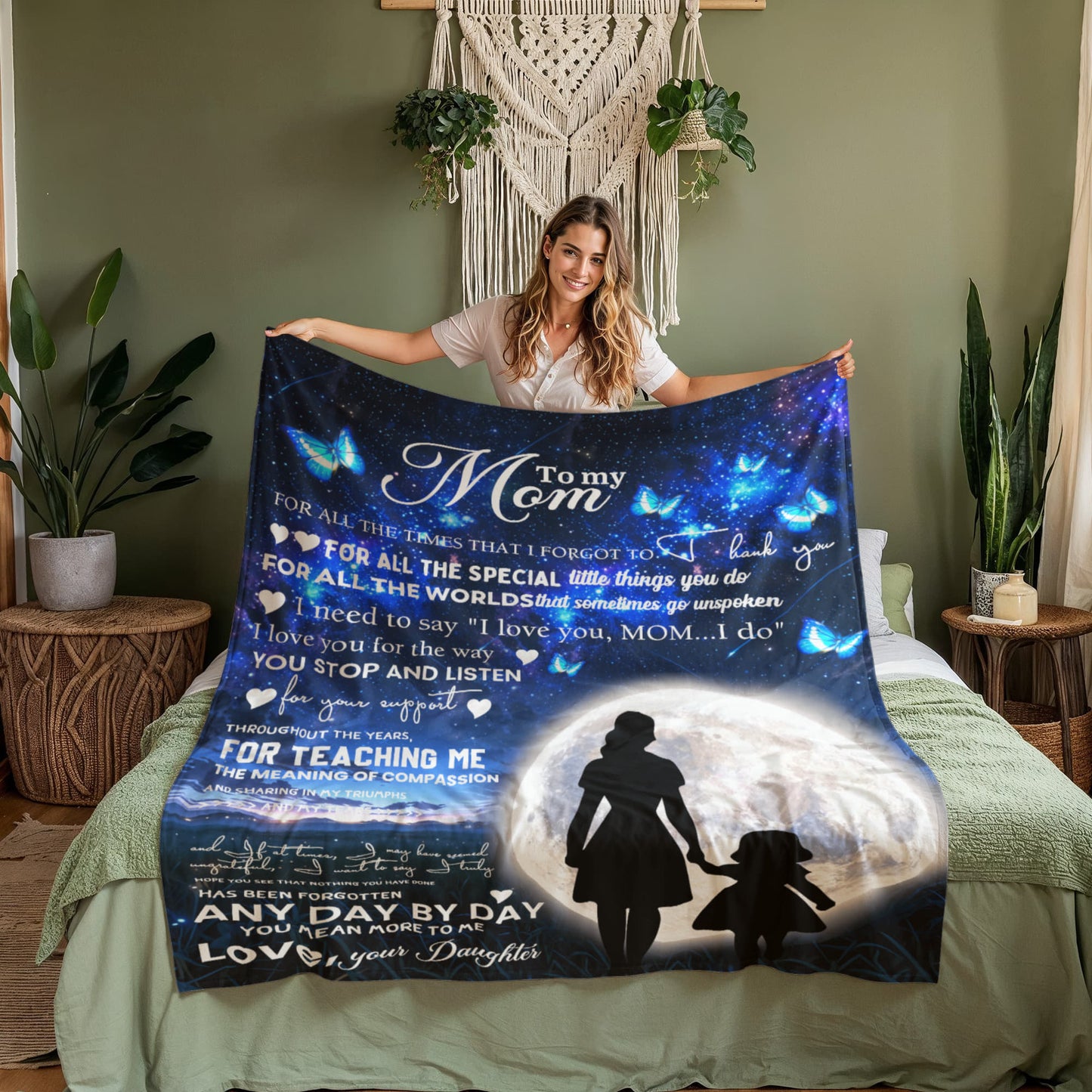 To My Mom - Love Your, Daughter - Fleece Blanket 60 x 80 Perfect Gift for Mother's Day from Daughter