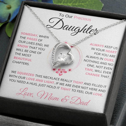 To My Precious Daughter " Someday When The Pages Of My Life End" Love Mom & Dad | Forever Love Necklace - Charming Family Gift