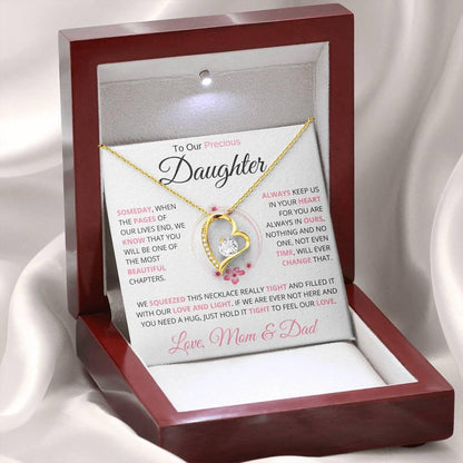 To My Precious Daughter " Someday When The Pages Of My Life End" Love Mom & Dad | Forever Love Necklace - Charming Family Gift