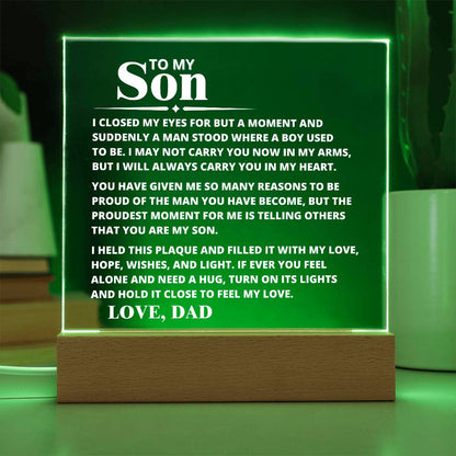 To My Son - Carry You In My Heart - Acrylic Plaque