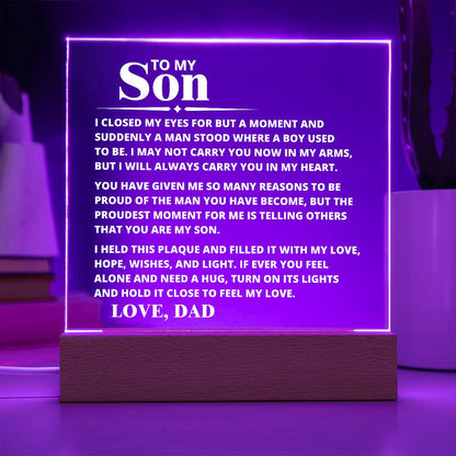 To My Son - Carry You In My Heart - Acrylic Plaque