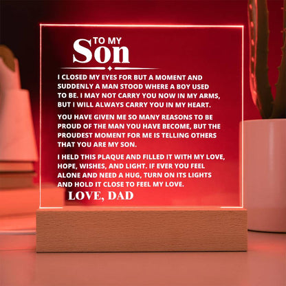 To My Son - Carry You In My Heart - Acrylic Plaque