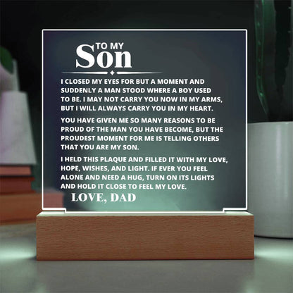 To My Son - Carry You In My Heart - Acrylic Plaque
