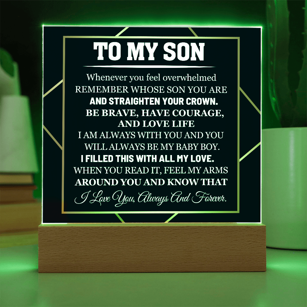 To My Son - I Love you always and forever - Acrylic Square Plaque Gift Set