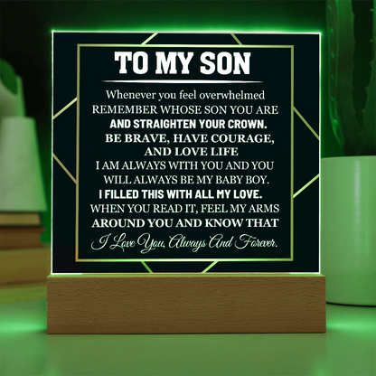 To My Son - I Love you always and forever - Acrylic Square Plaque Gift Set