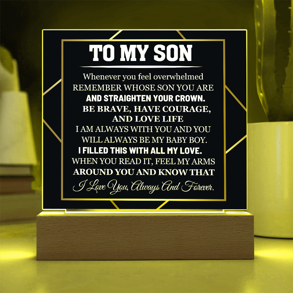 To My Son - I Love you always and forever - Acrylic Square Plaque Gift Set