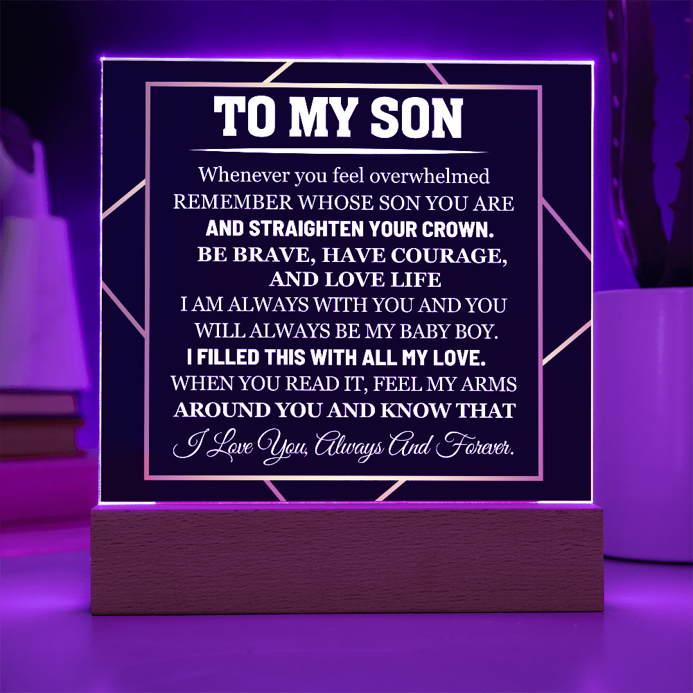 To My Son - I Love you always and forever - Acrylic Square Plaque Gift Set