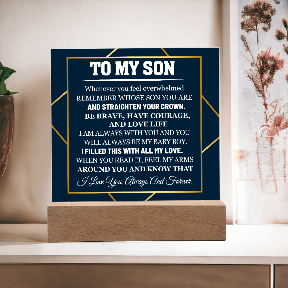 To My Son - I Love you always and forever - Acrylic Square Plaque Gift Set
