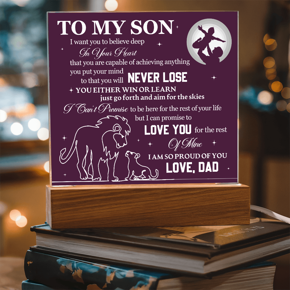 To My Son - Love Dad - Acrylic Square Plaque Gift Set