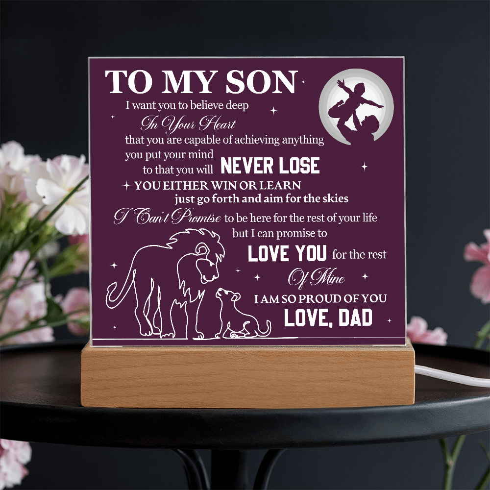 To My Son - Love Dad - Acrylic Square Plaque Gift Set