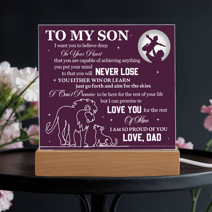 To My Son - Love Dad - Acrylic Square Plaque Gift Set