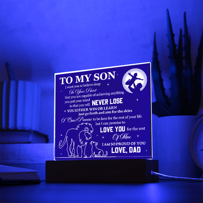 To My Son - Love Dad - Acrylic Square Plaque Gift Set