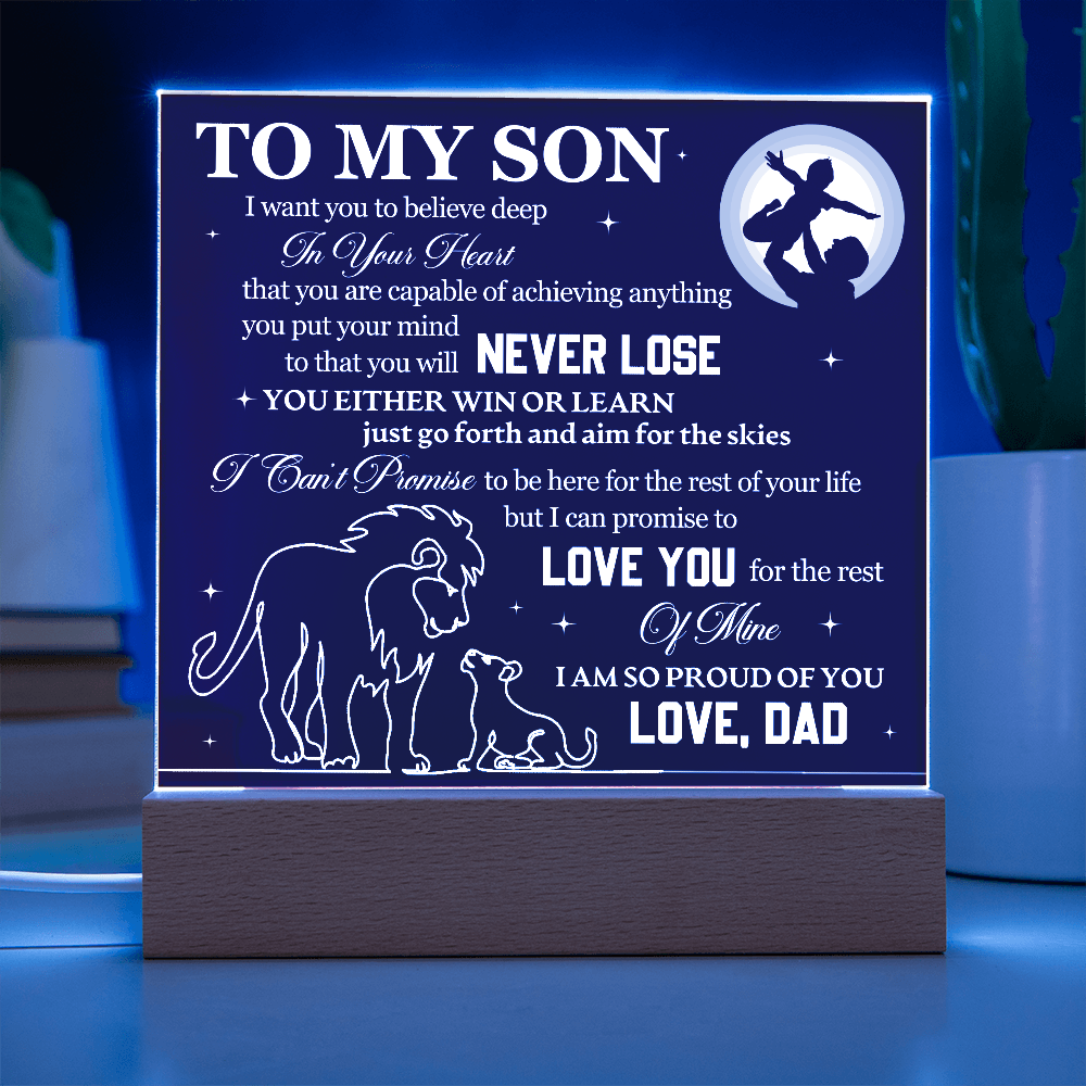 To My Son - Love Dad - Acrylic Square Plaque Gift Set