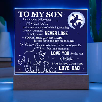 To My Son - Love Dad - Acrylic Square Plaque Gift Set